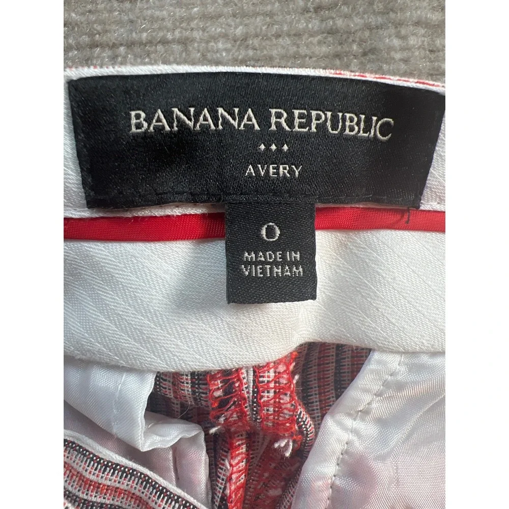 Banana Republic Avery Striped Ankle Pants Red Navy‎ White Tie Waist Womens 0